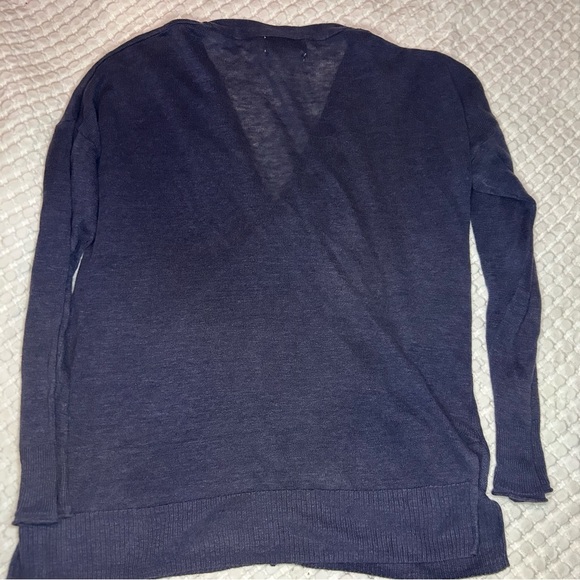 Rachel Zoe 100% Linen Navy Button Front Cardigan Sweater | Size Medium - Picture 3 of 7